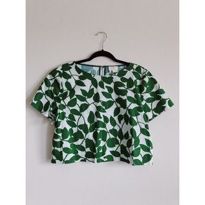 KATE SPADE Garden Leaves Poplin Crop Top